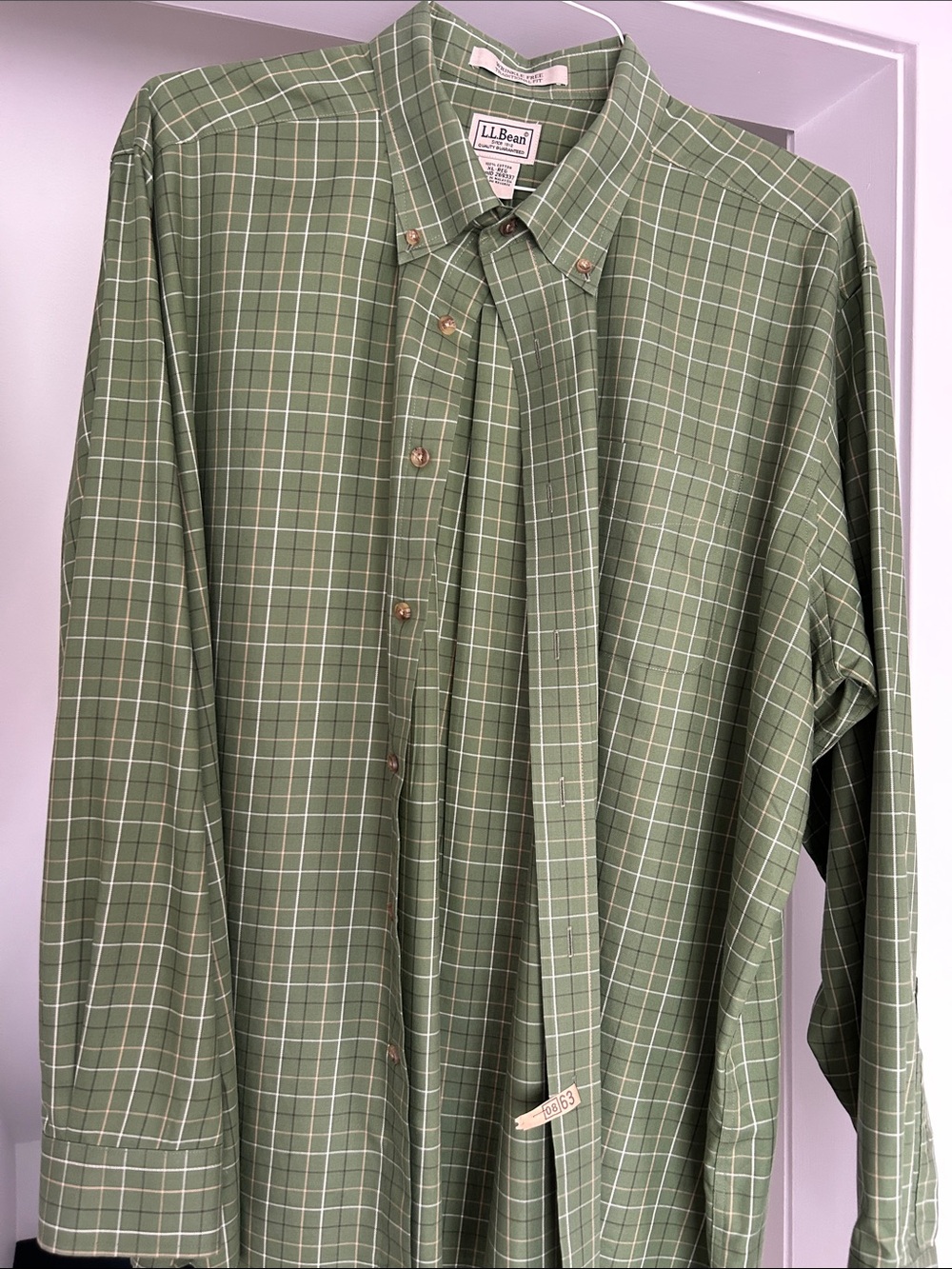 L.L. Bean Men's Sage Green Windowpane Button-Down Shirt